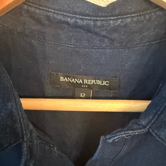 Banana Republic Lyocell Shirt Dress Navy Size 12 Collared with Buttons - Picture 6 of 6